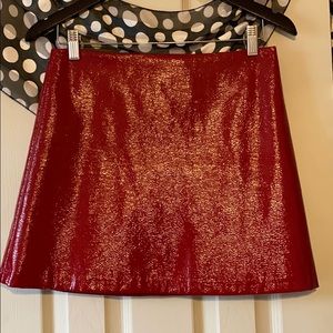 Red leather mini skirt